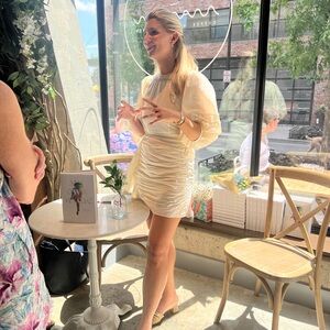 Cream Lace-Trimmed Dress